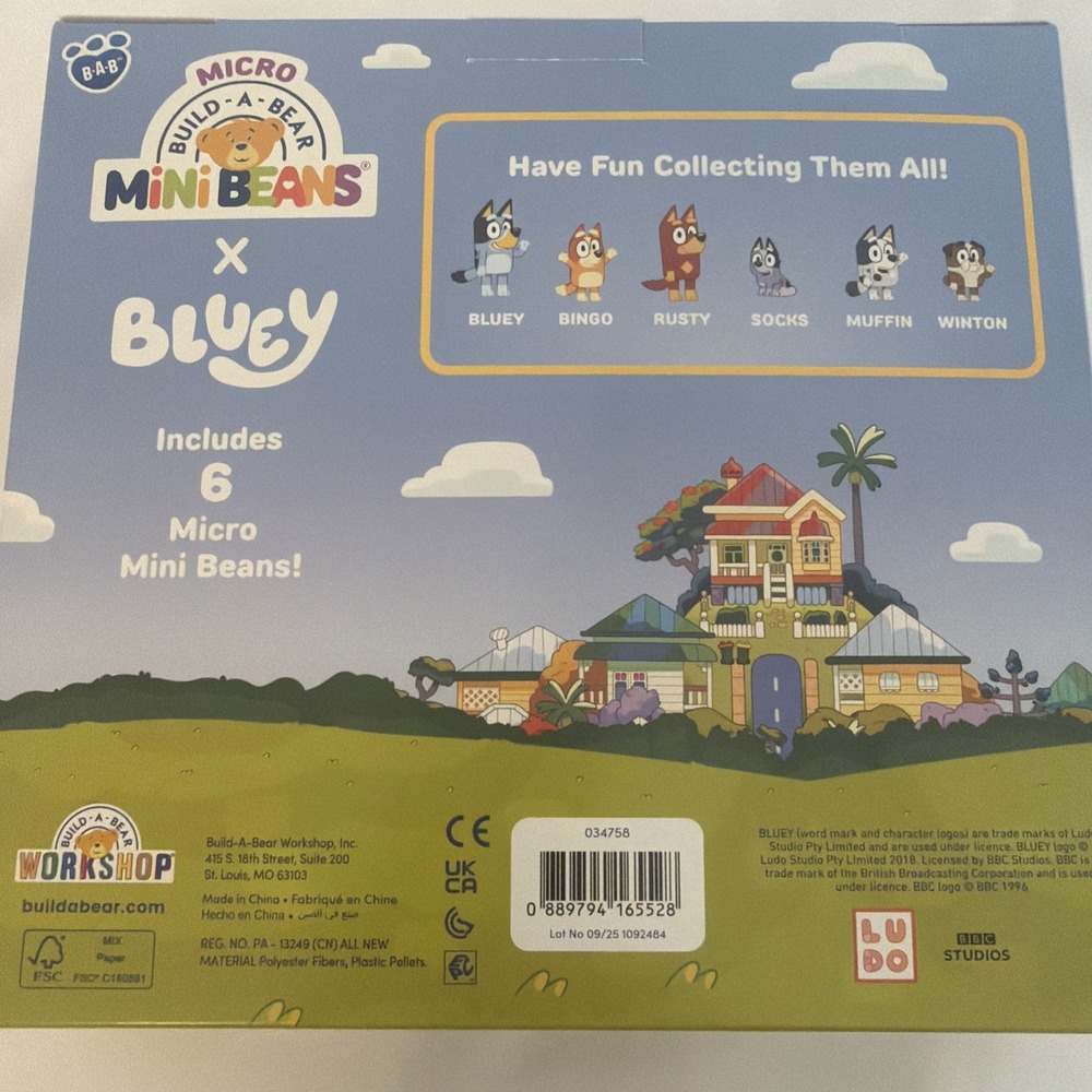 Bluey Micro Build-A-Bear Set of 6 Micro Mini Beans Plush Pack Socks Bingo Rusty - Picture 11 of 14